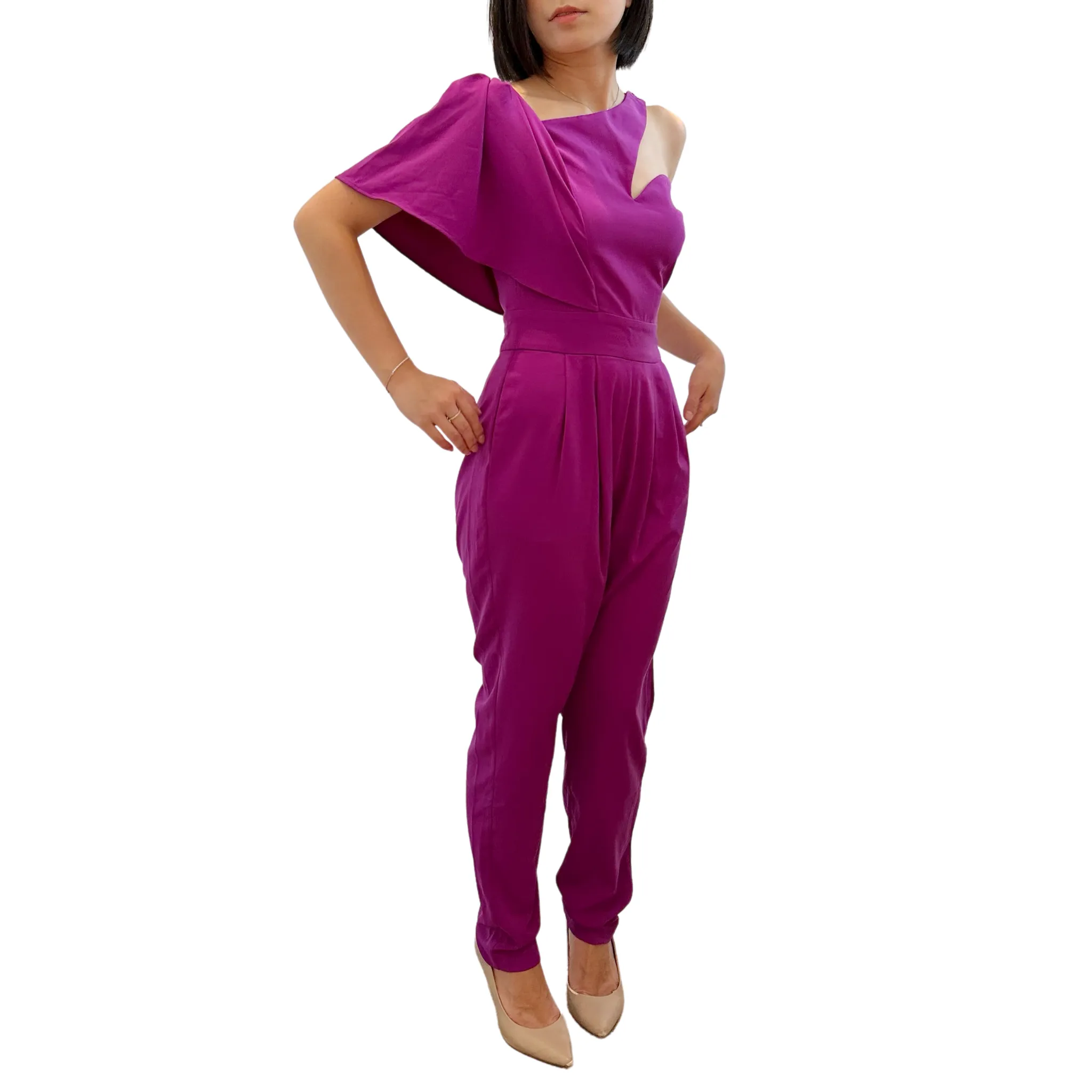 Magenta Luella Asymmetric One Shoulder Cut-out Jumpsuit (Pre-loved)