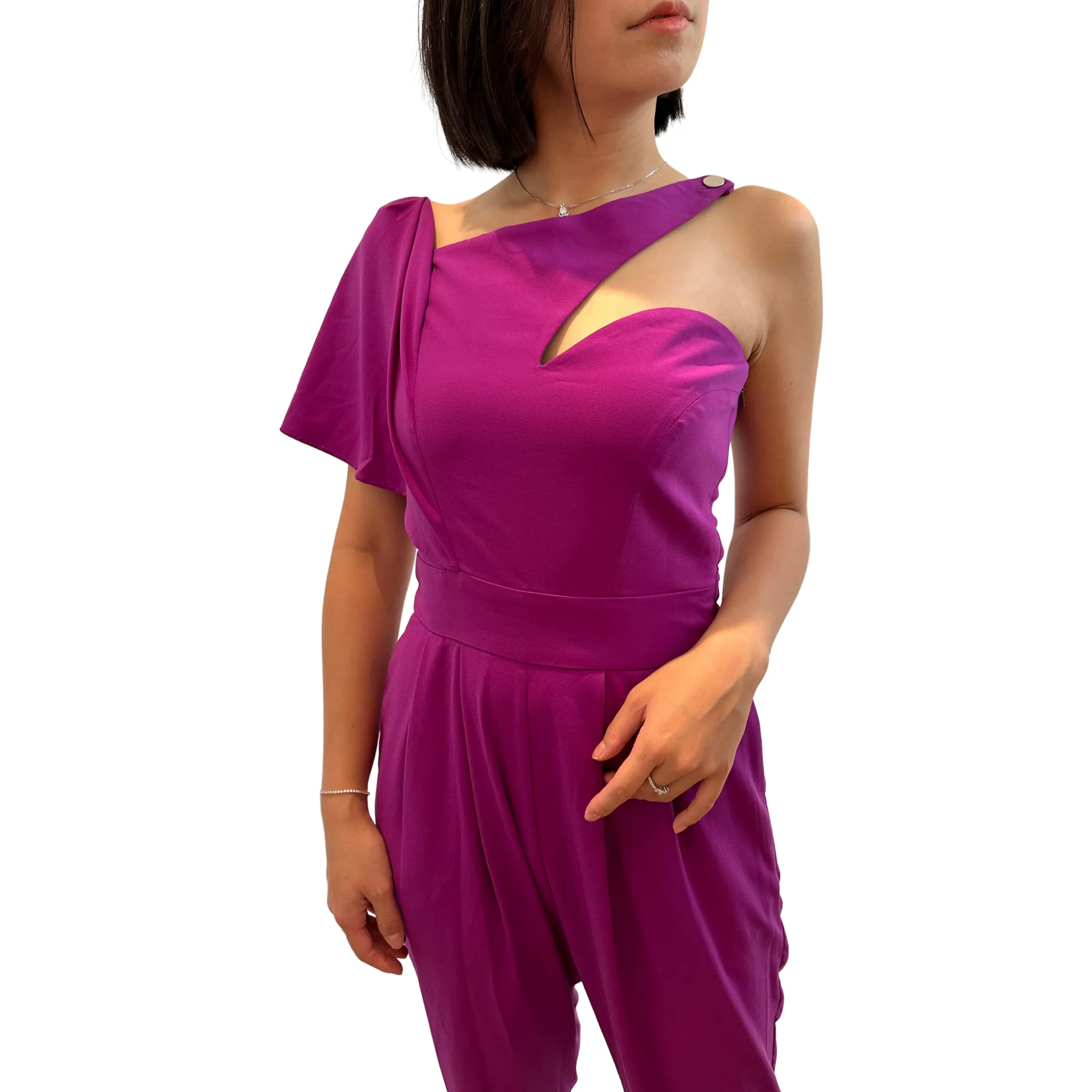 Magenta Luella Asymmetric One Shoulder Cut-out Jumpsuit (Pre-loved)