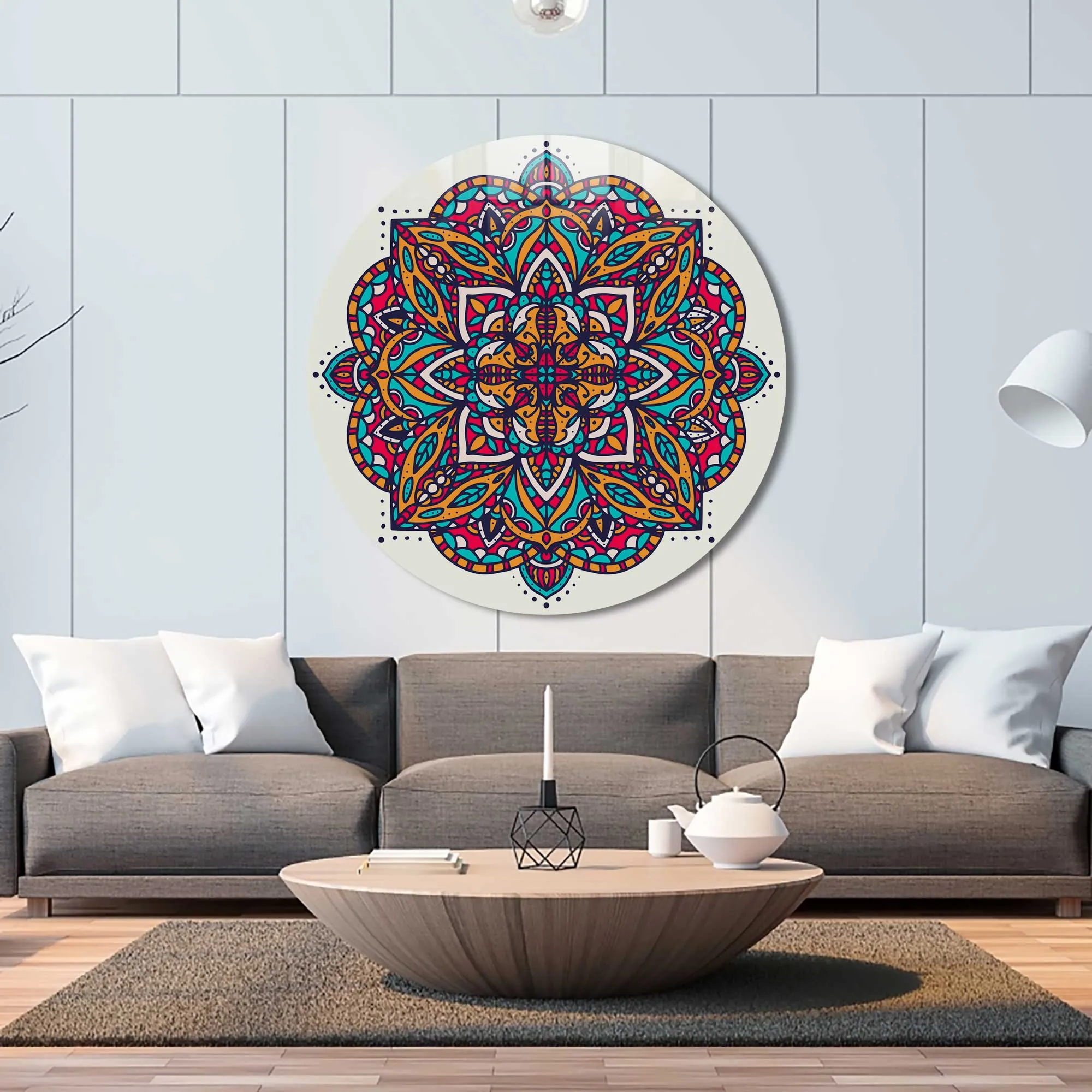 Mandala Design II - Rounded Glass Wall Art