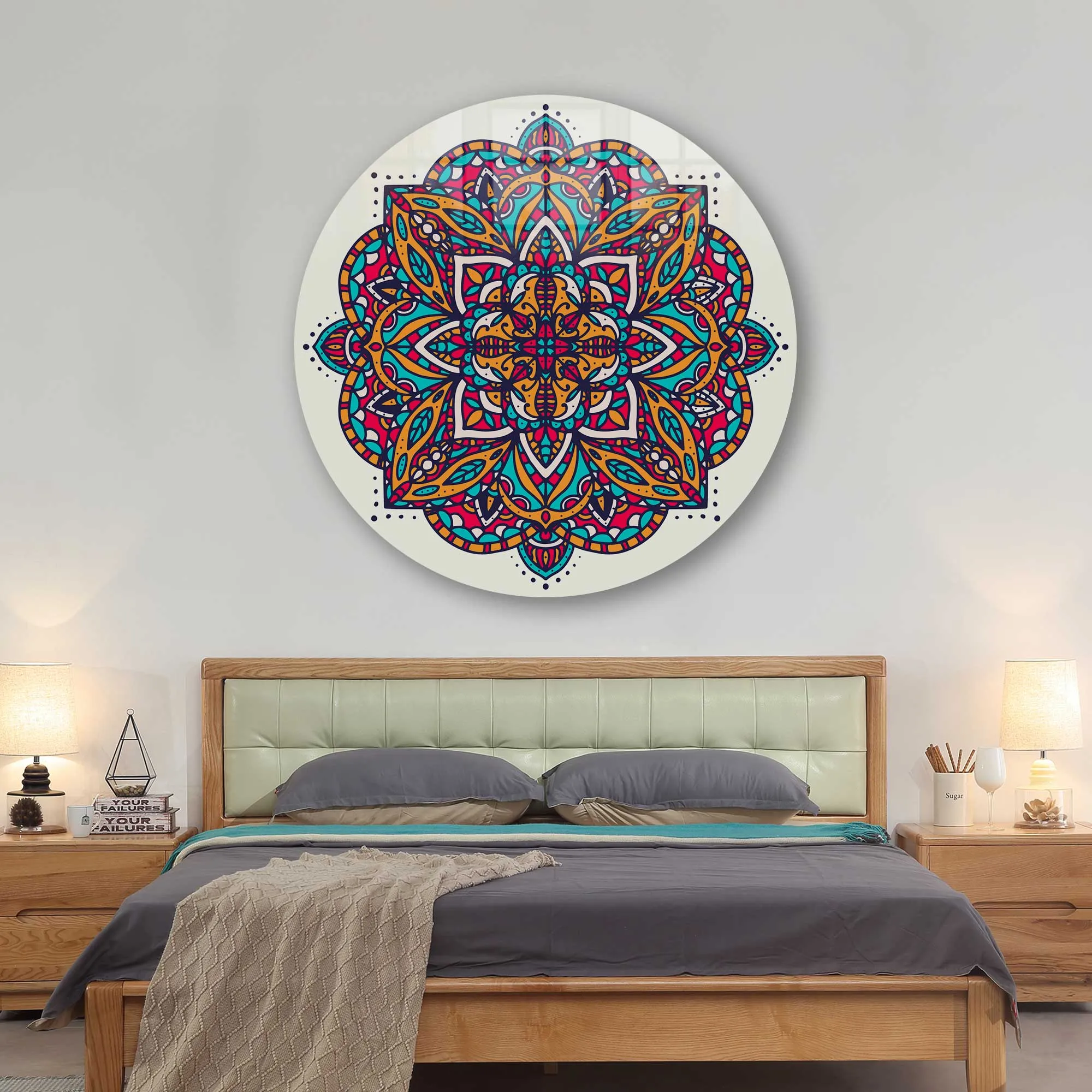 Mandala Design II - Rounded Glass Wall Art