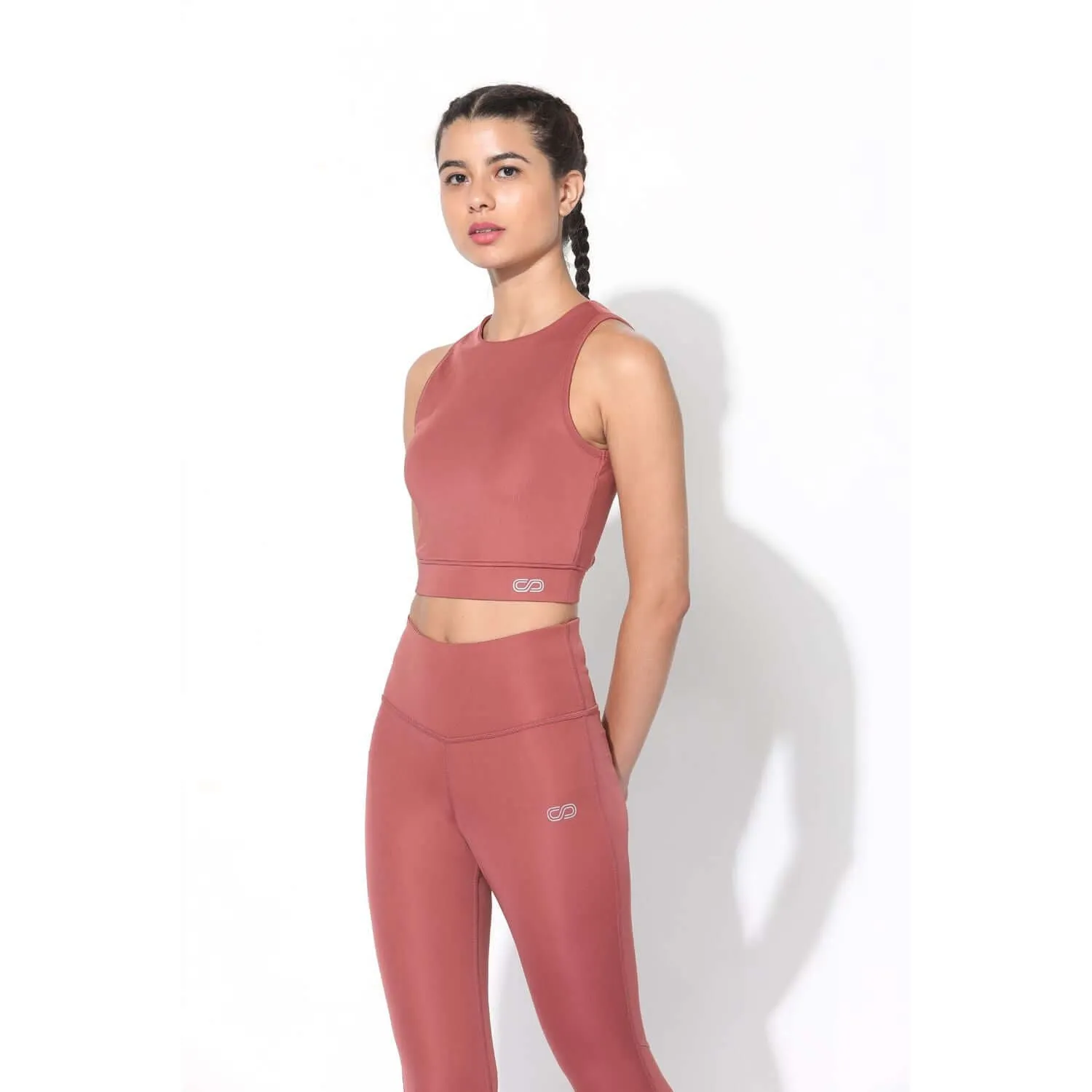 Marsala Padded Cross Back Crop Top and 7/8 Leggings