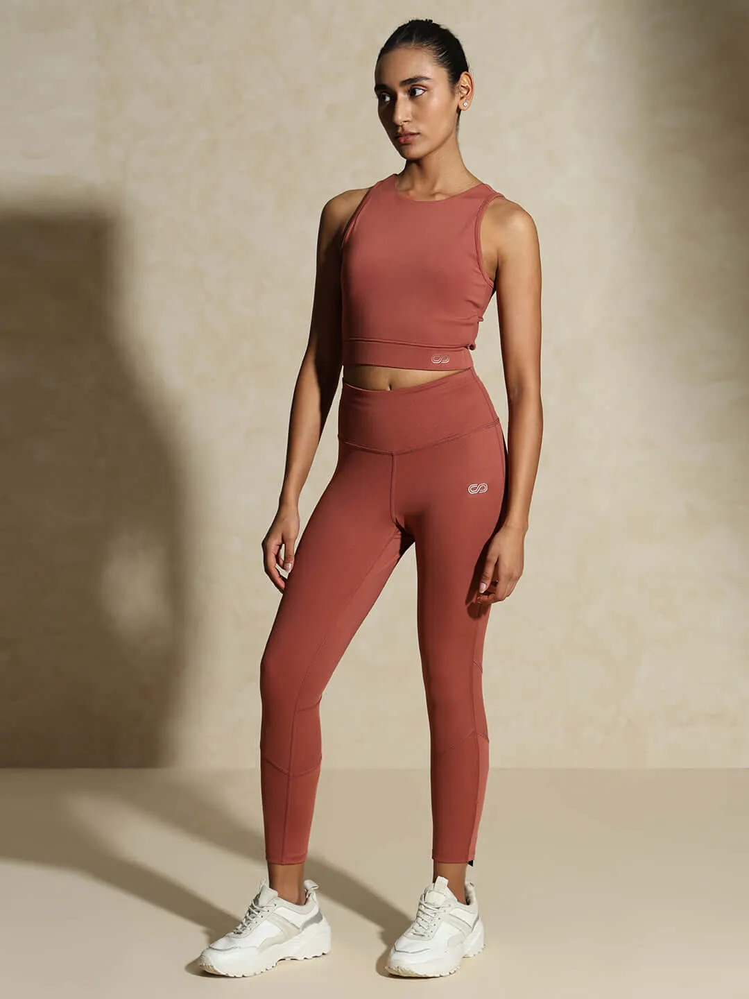 Marsala Padded Cross Back Crop Top and 7/8 Leggings