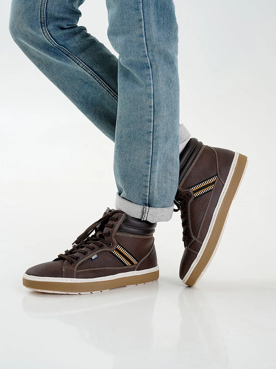 Men's Brown Low Top Lace Up Casual (IX1019)