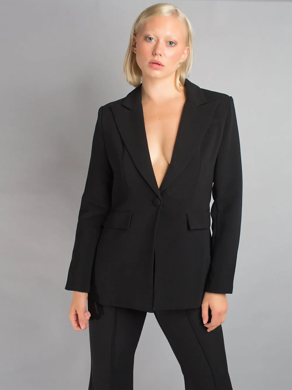 NAOMA Blazer & Flared Pants Set in Black