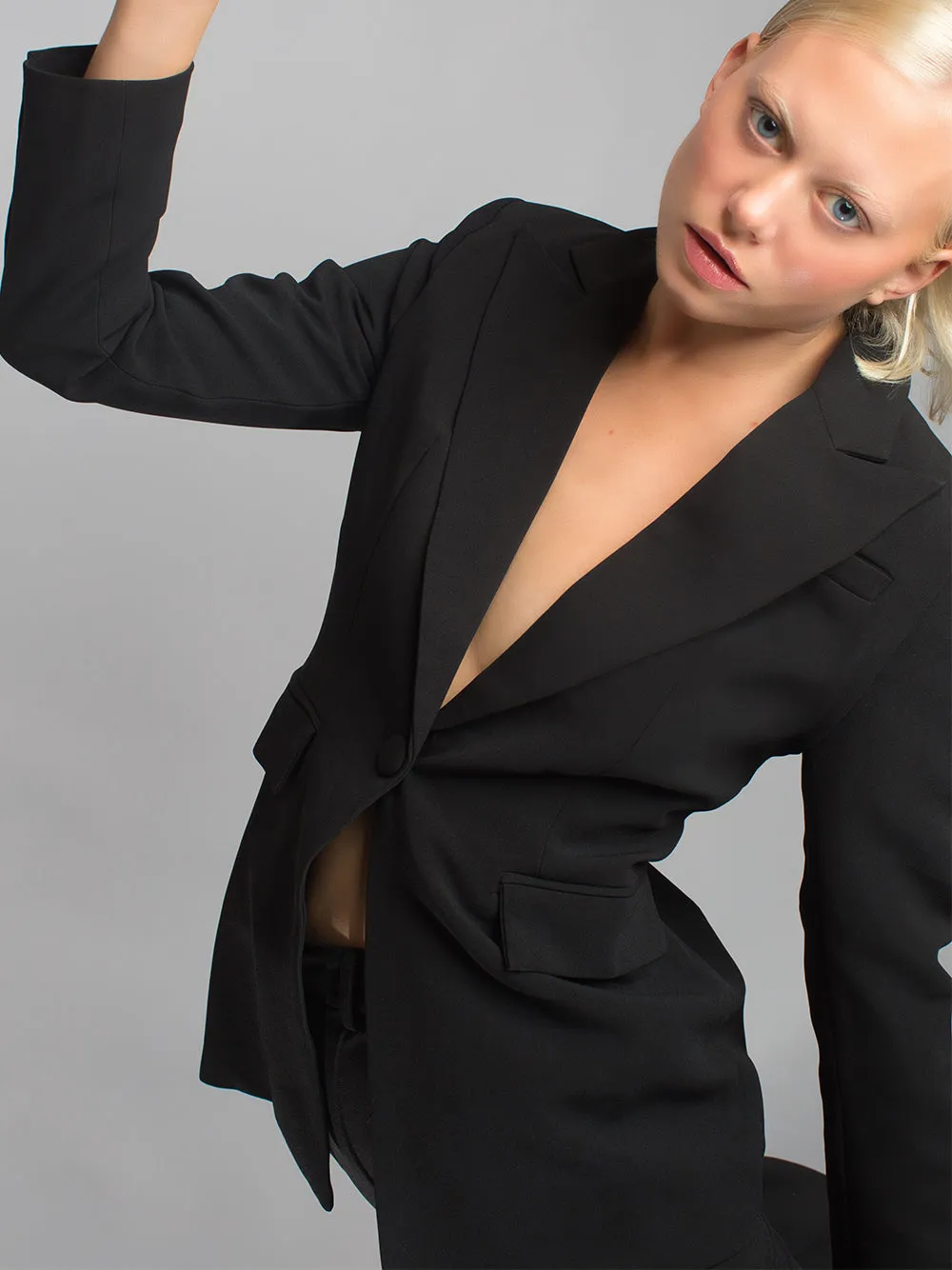 NAOMA Blazer & Flared Pants Set in Black