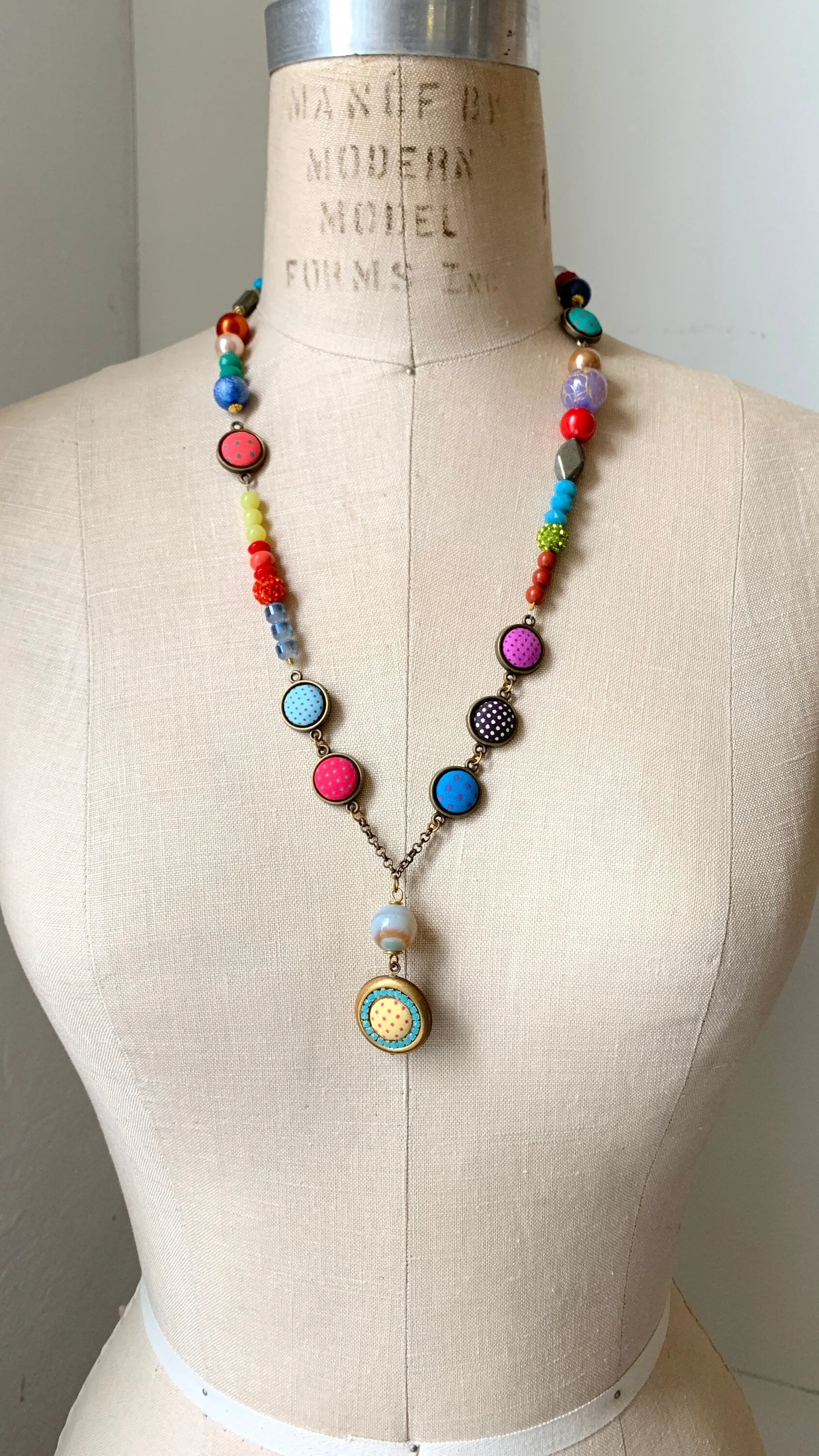 Party Girl Cute As a Button Boho Necklace