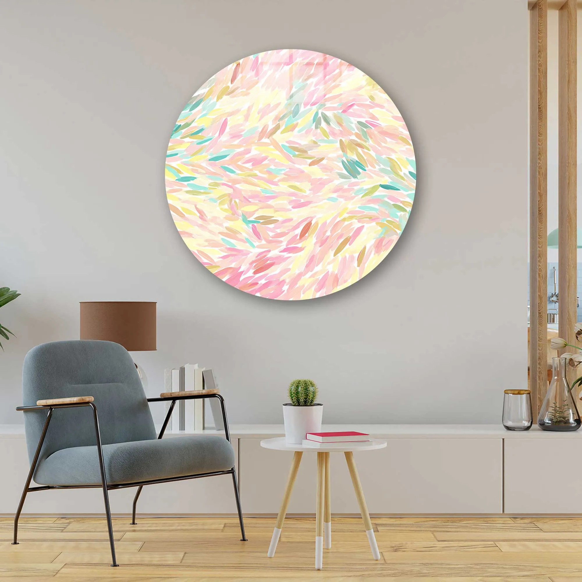 Pastel Abstract - Rounded Glass Wall Art