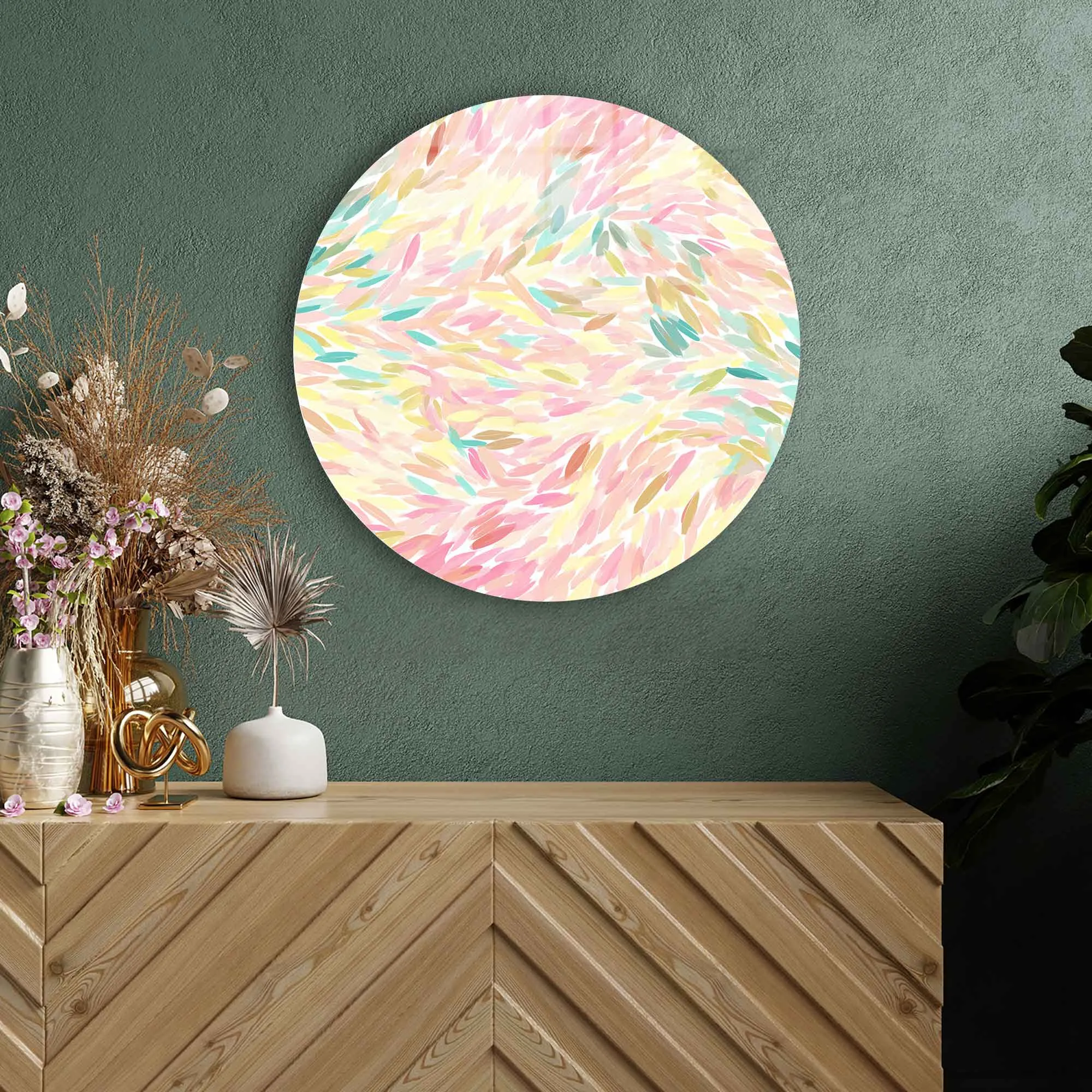 Pastel Abstract - Rounded Glass Wall Art