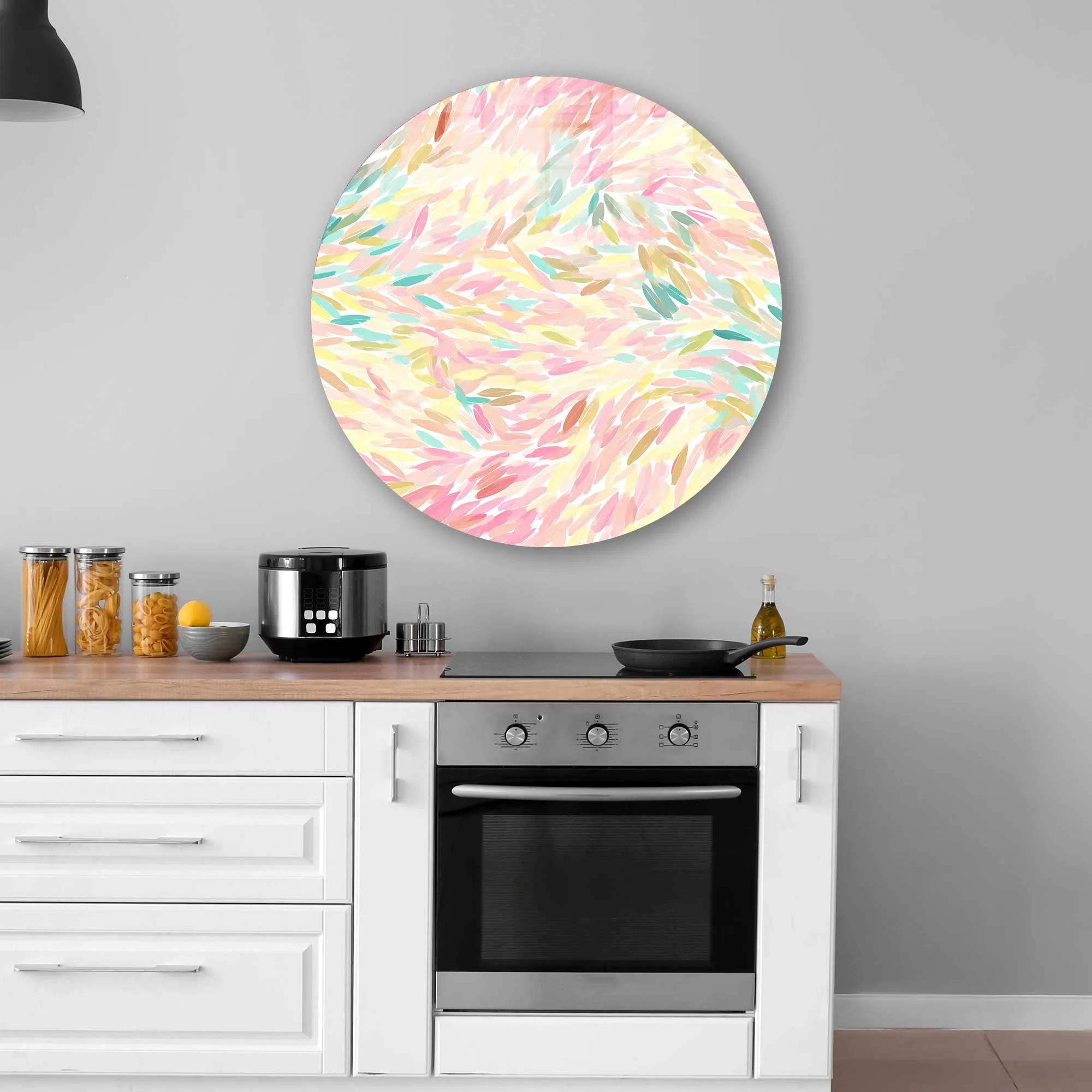 Pastel Abstract - Rounded Glass Wall Art