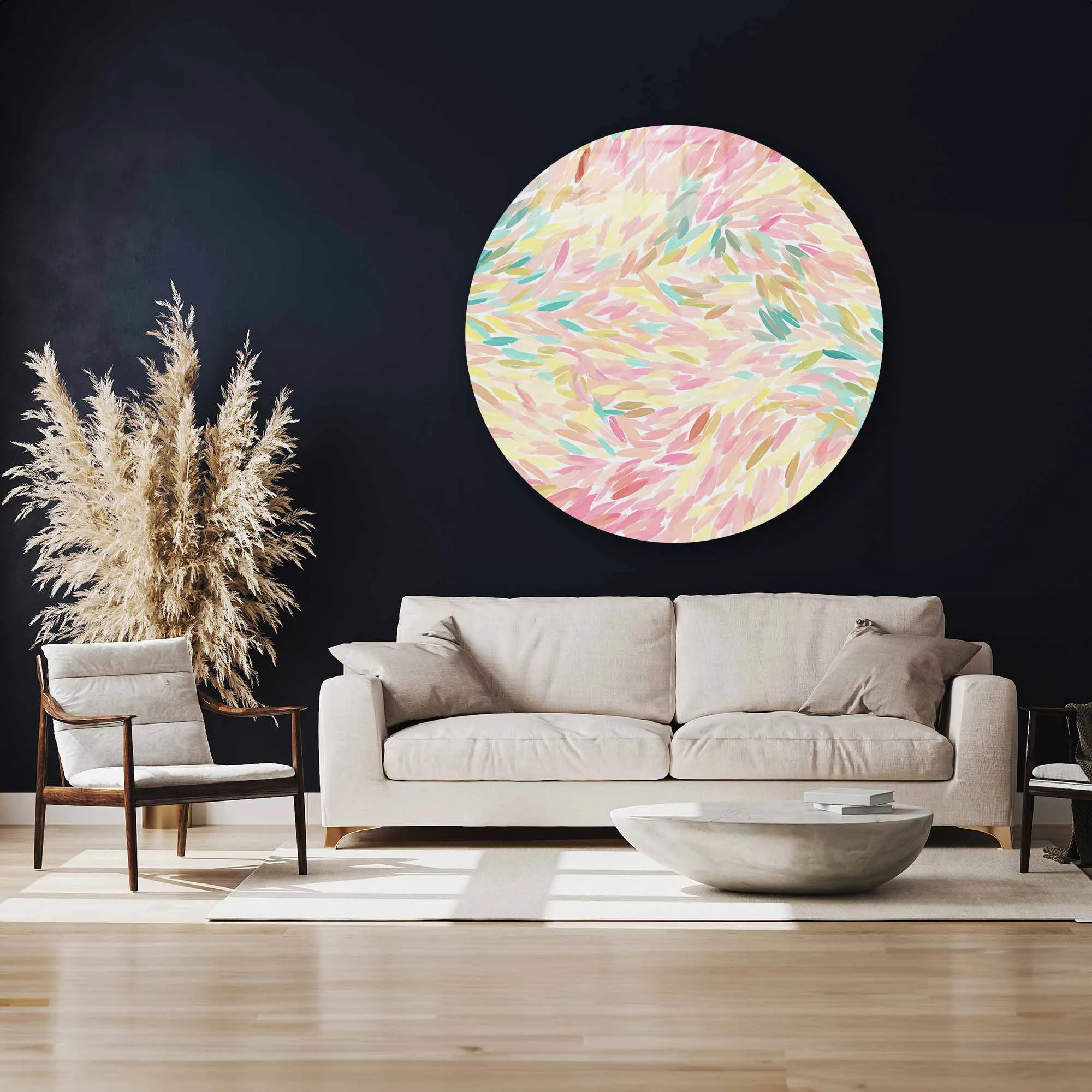 Pastel Abstract - Rounded Glass Wall Art