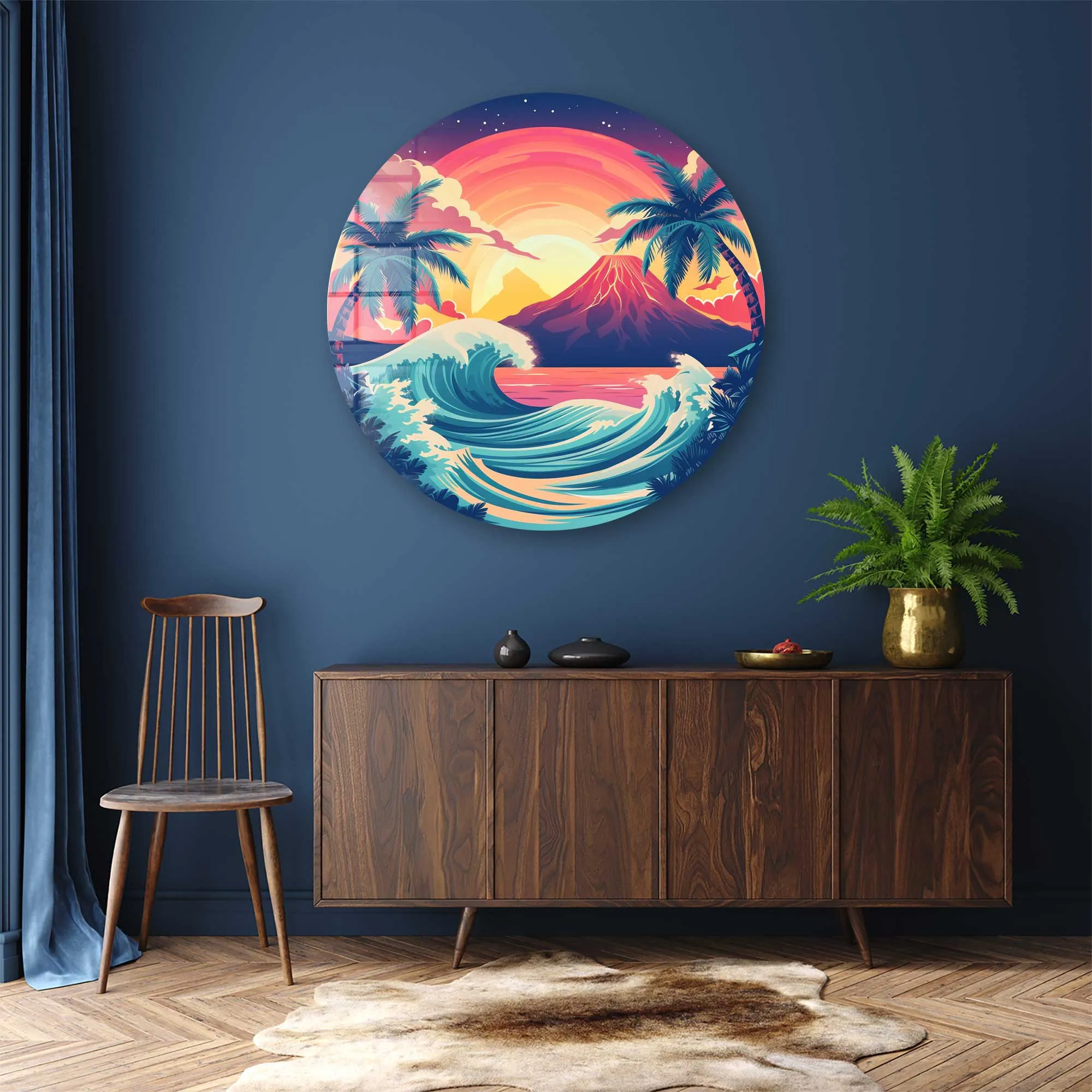 Perfect Sunset  - Rounded Glass Wall Art