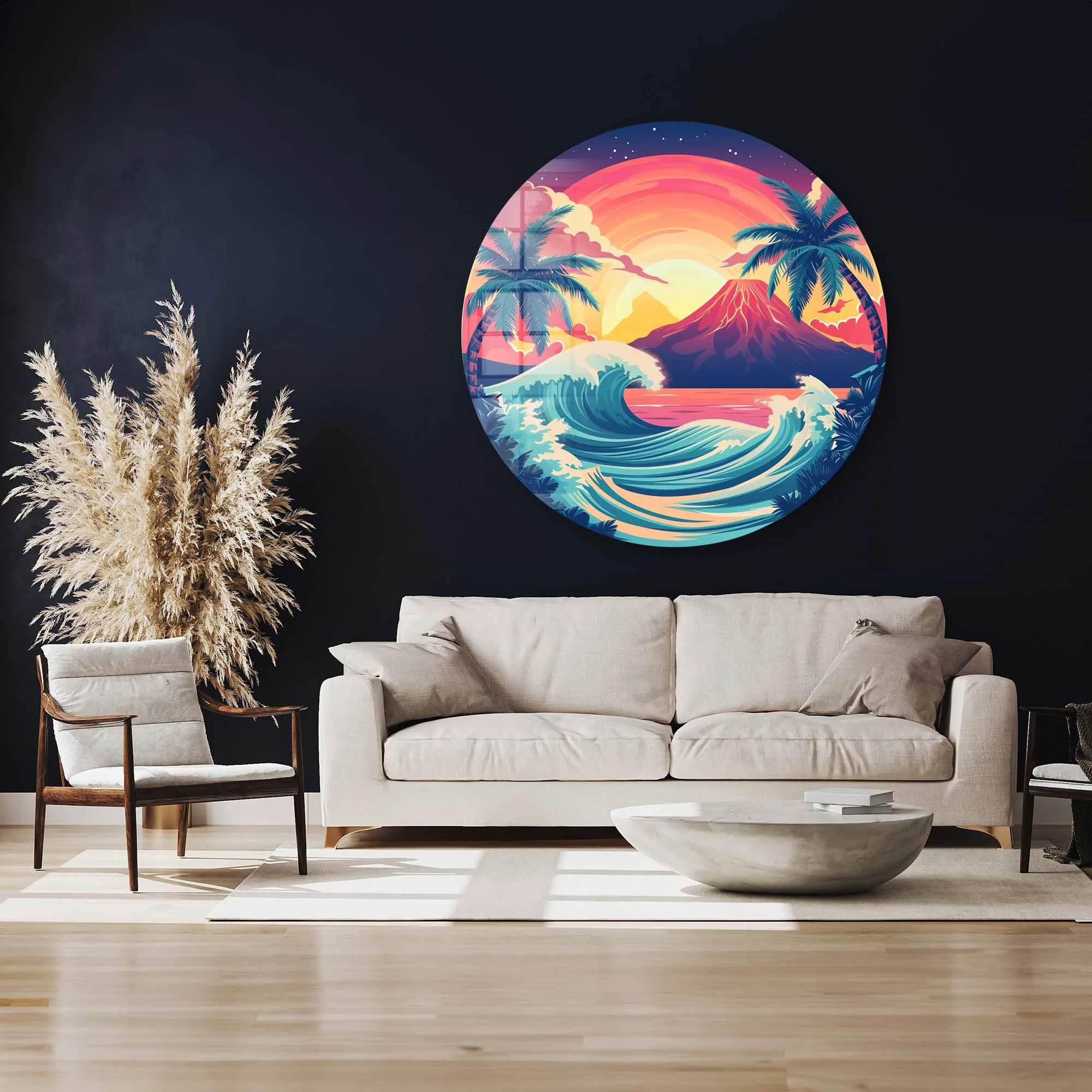 Perfect Sunset  - Rounded Glass Wall Art