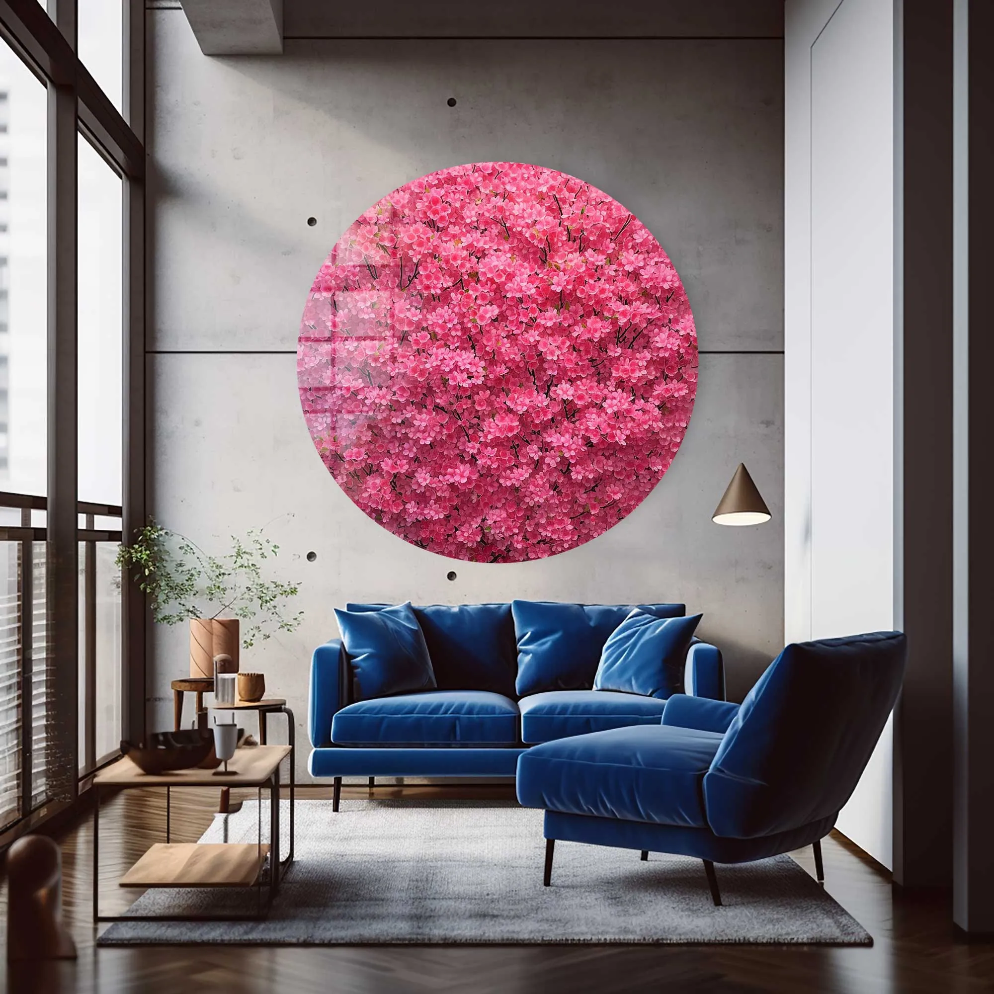 Pinky Tree - Rounded Glass Wall Art