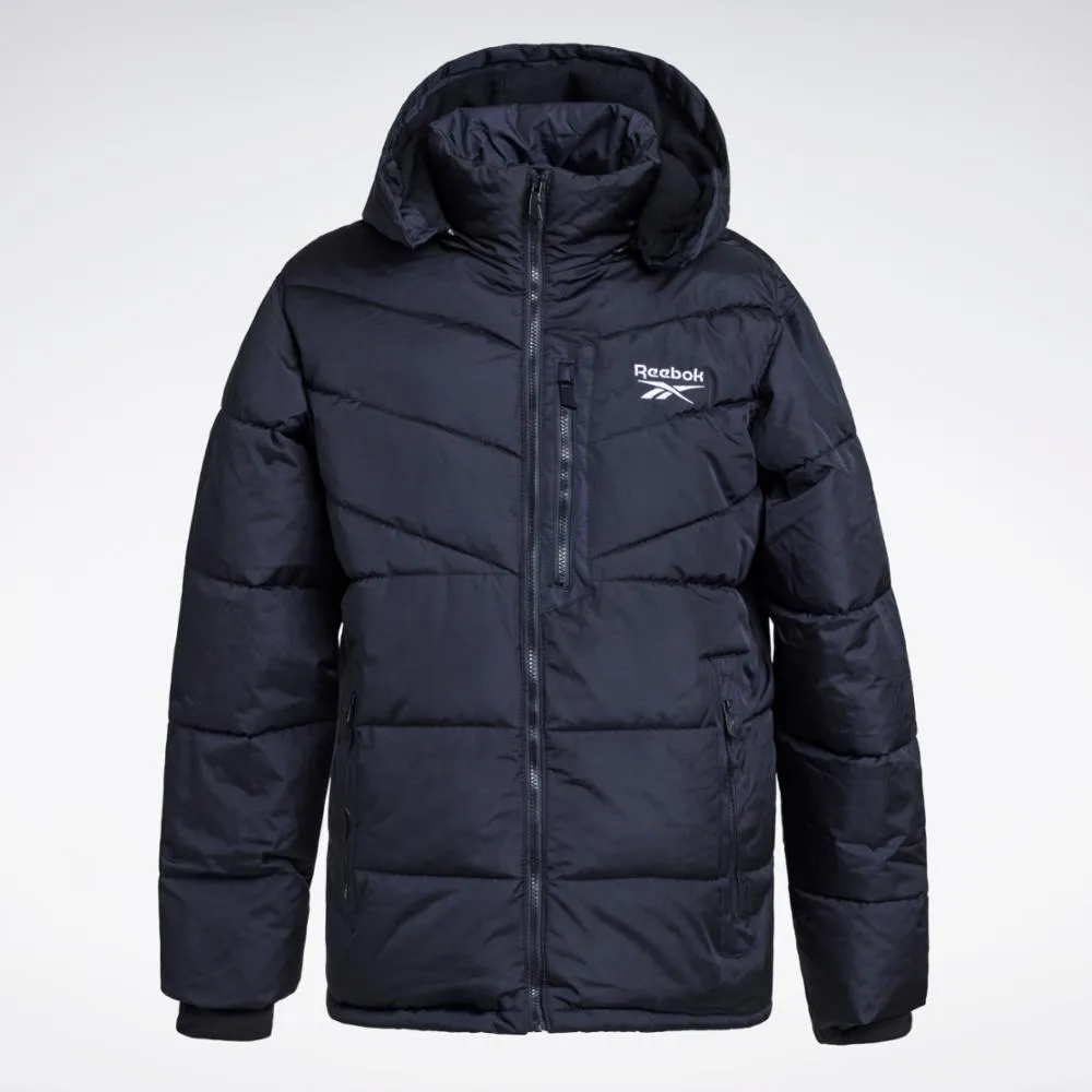 Reebok Apparel Men Quilted Puffer Winter Jacket BLACK