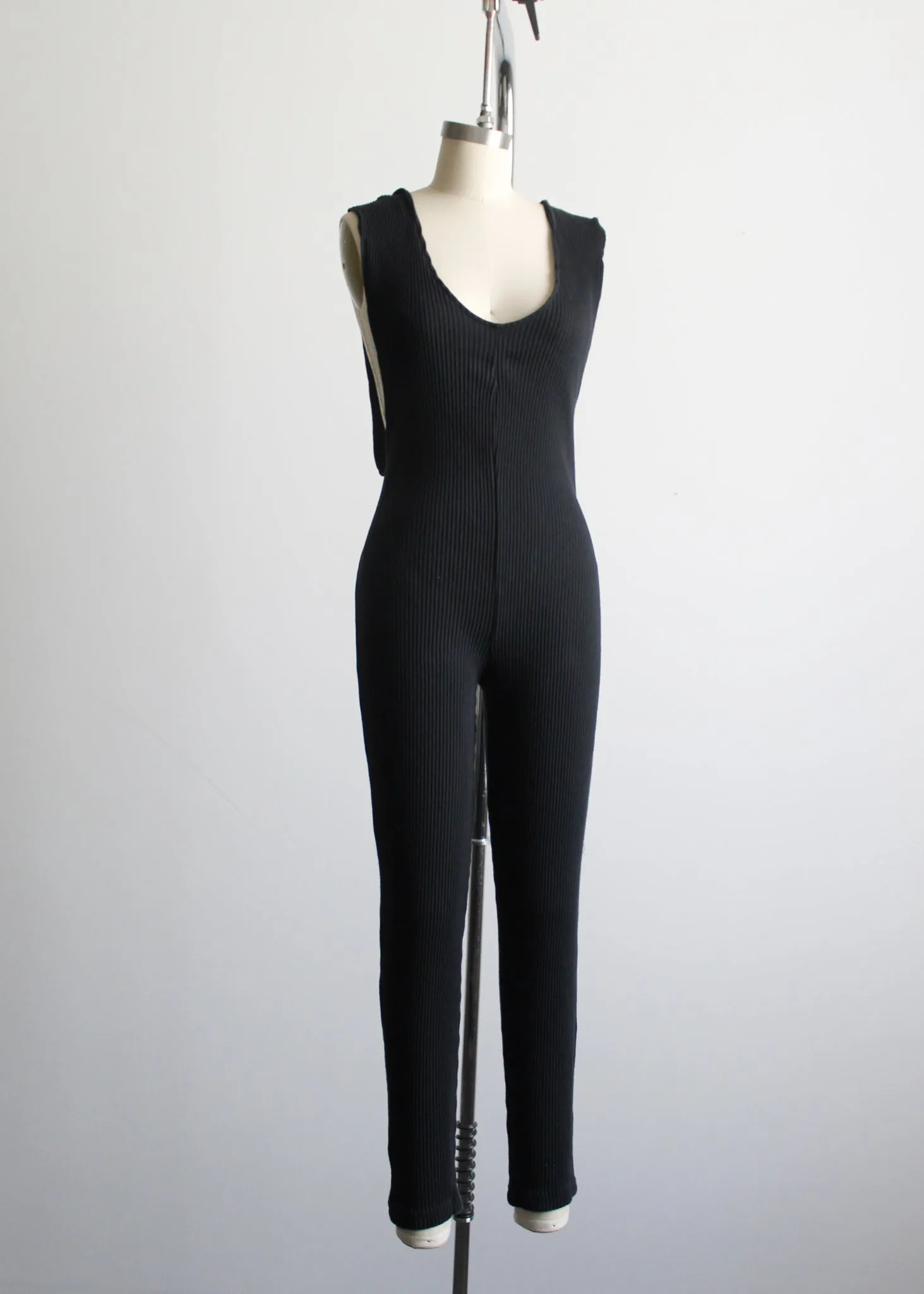 rib knit cotton athletic jumpsuit