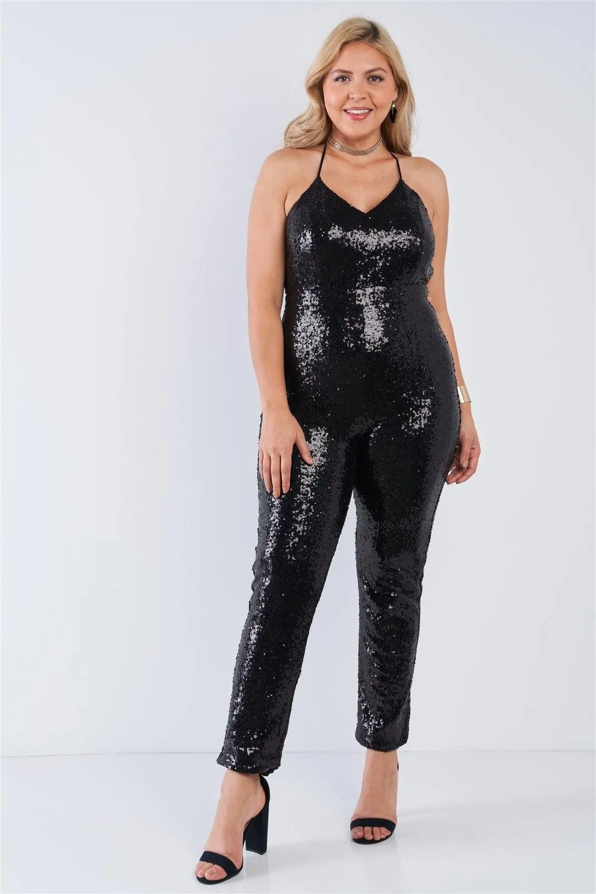 Royal Curves Black Sequin Jumpsuit