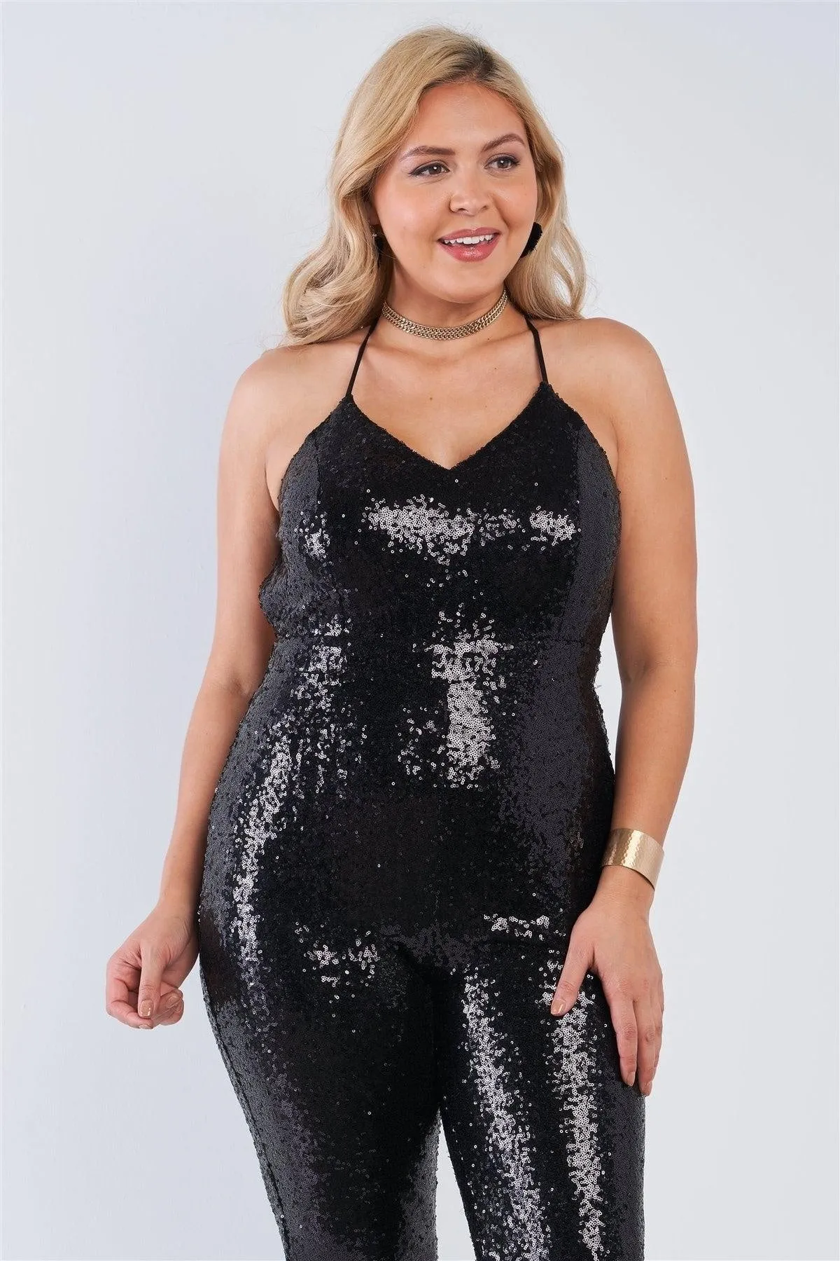 Royal Curves Black Sequin Jumpsuit