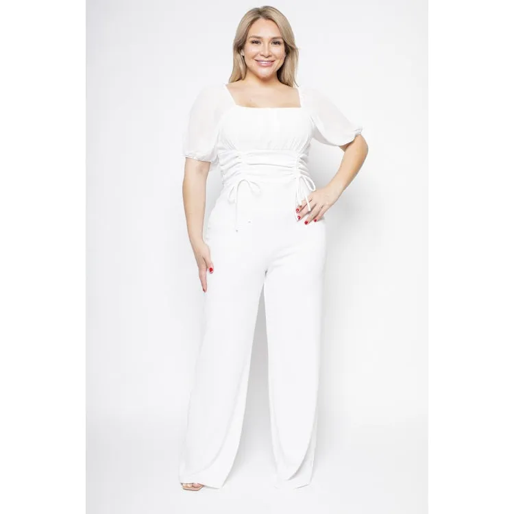 Royal Curves Side Ruched Wide Leg Jumpsuit