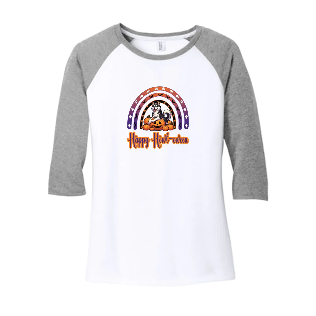 Siberian Husky Howl-oween  DM136L District ® Women’s Perfect Tri ® 3/4-Sleeve Raglan