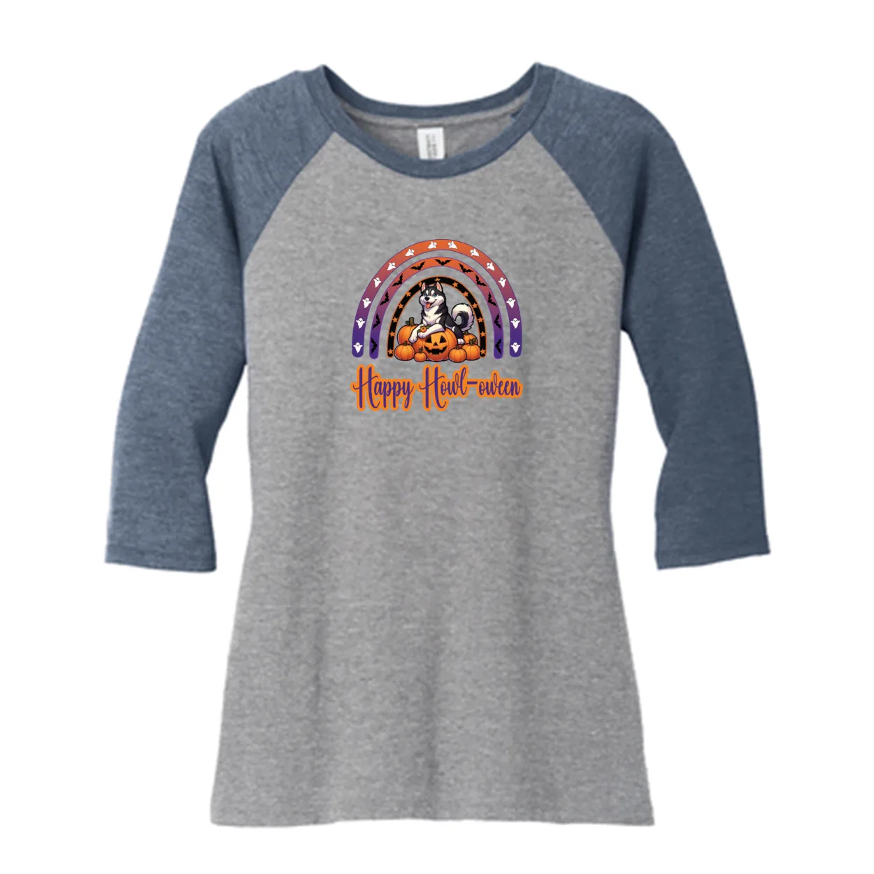 Siberian Husky Howl-oween  DM136L District ® Women’s Perfect Tri ® 3/4-Sleeve Raglan