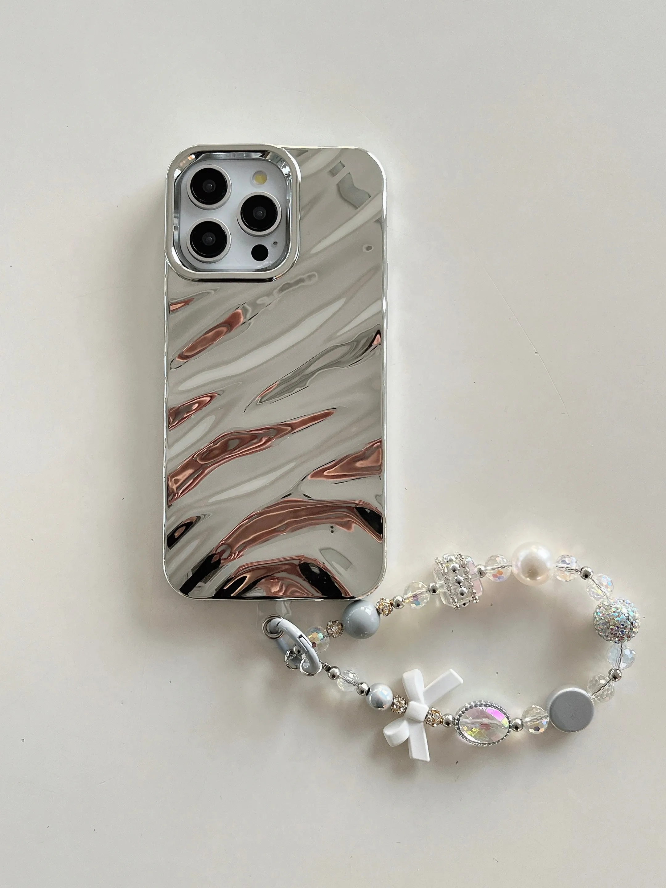 Silver And Gold Holographic iPhone Case With Anti Fall Bracelet