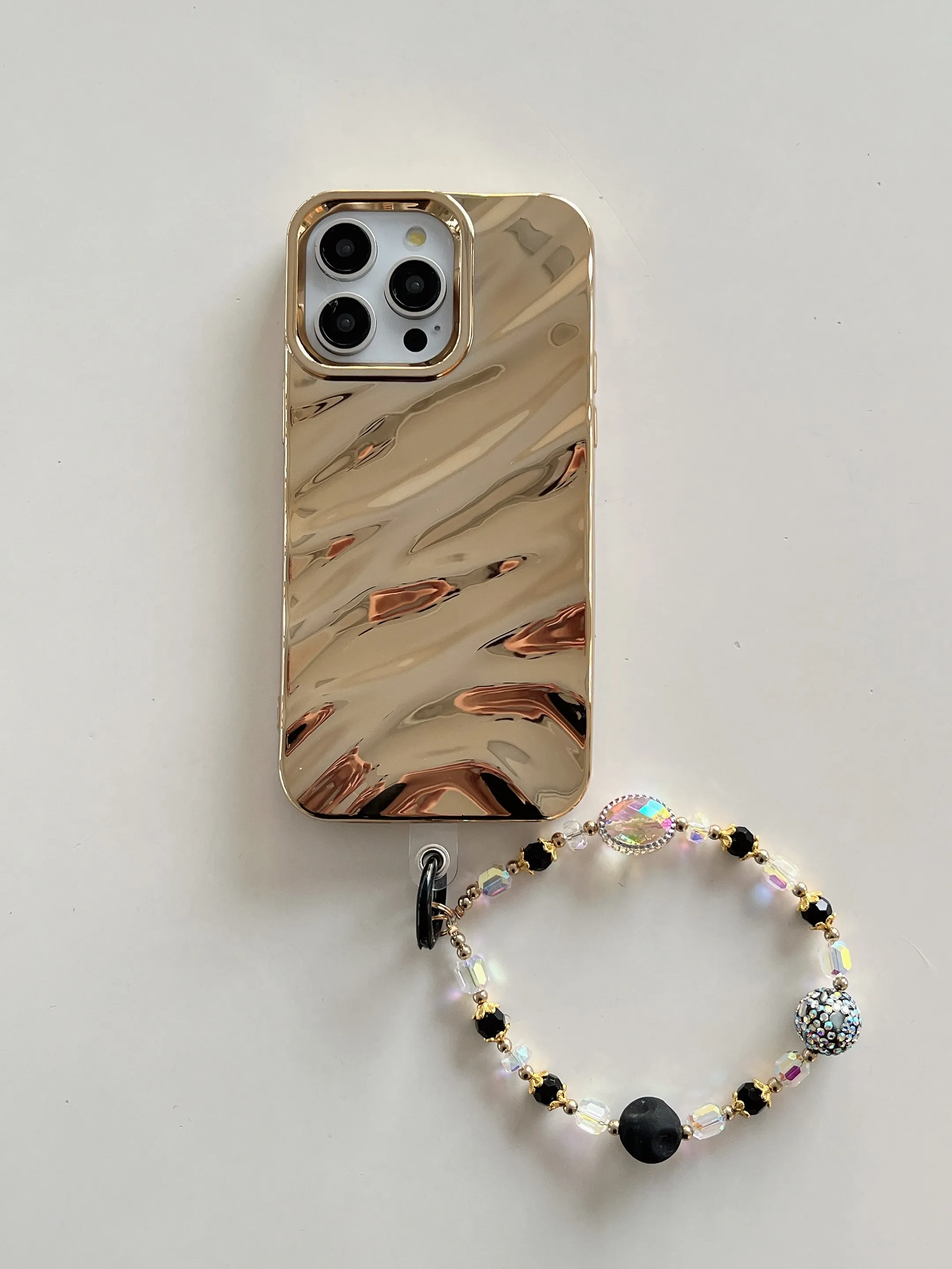 Silver And Gold Holographic iPhone Case With Anti Fall Bracelet