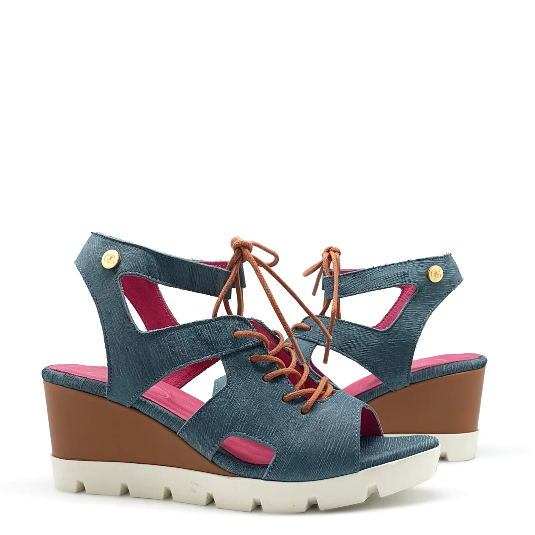 Sissors wedge sandal - Denim lazer