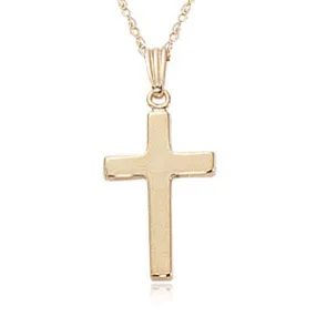 Small 14 Karat Yellow Gold Plain Polished Cross Necklace