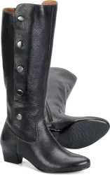 SOFFT Women's Rosie Snap Button Tall Leather Boot Black 7.5M