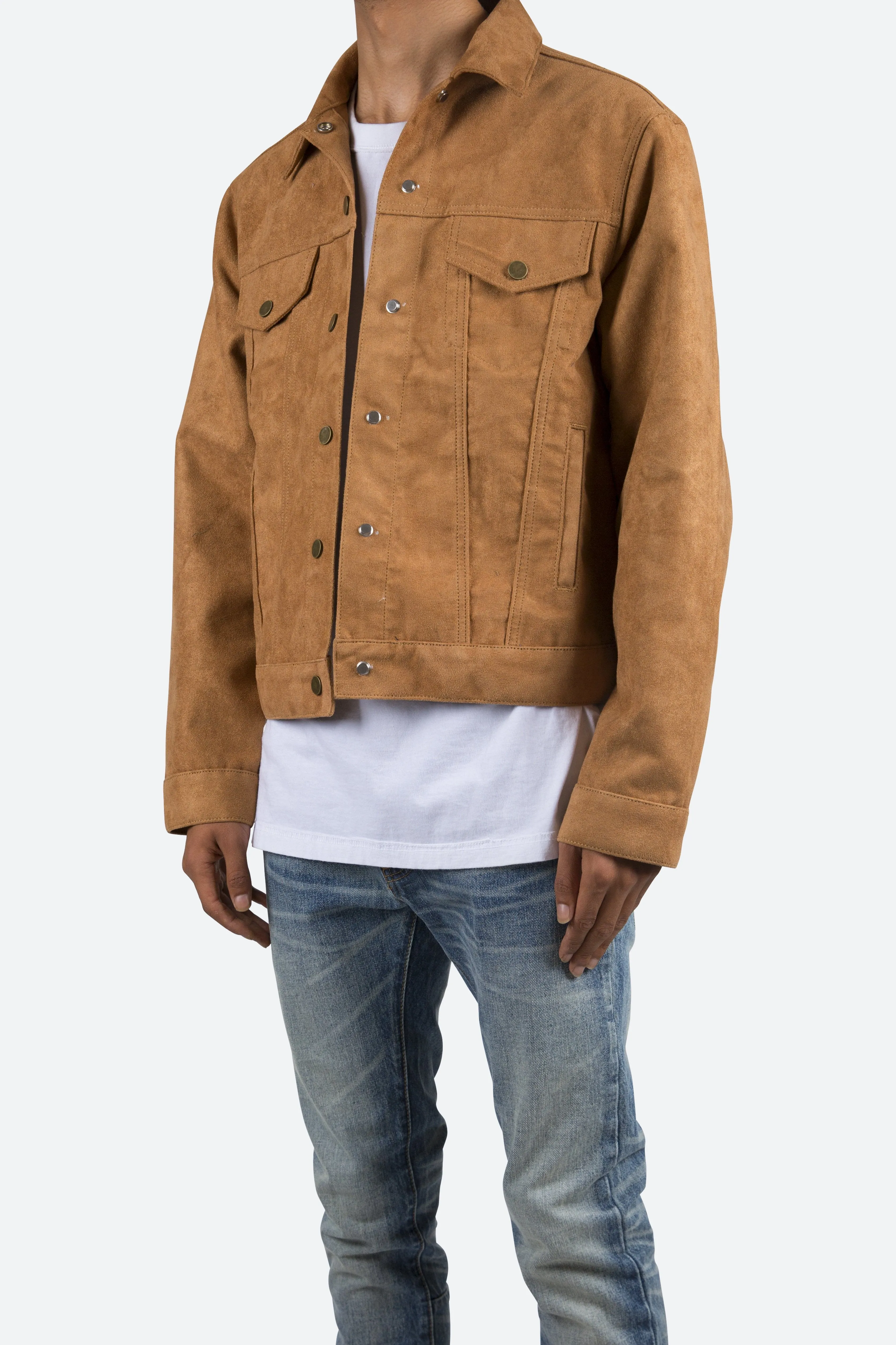 Suede Trucker Jacket - Brown