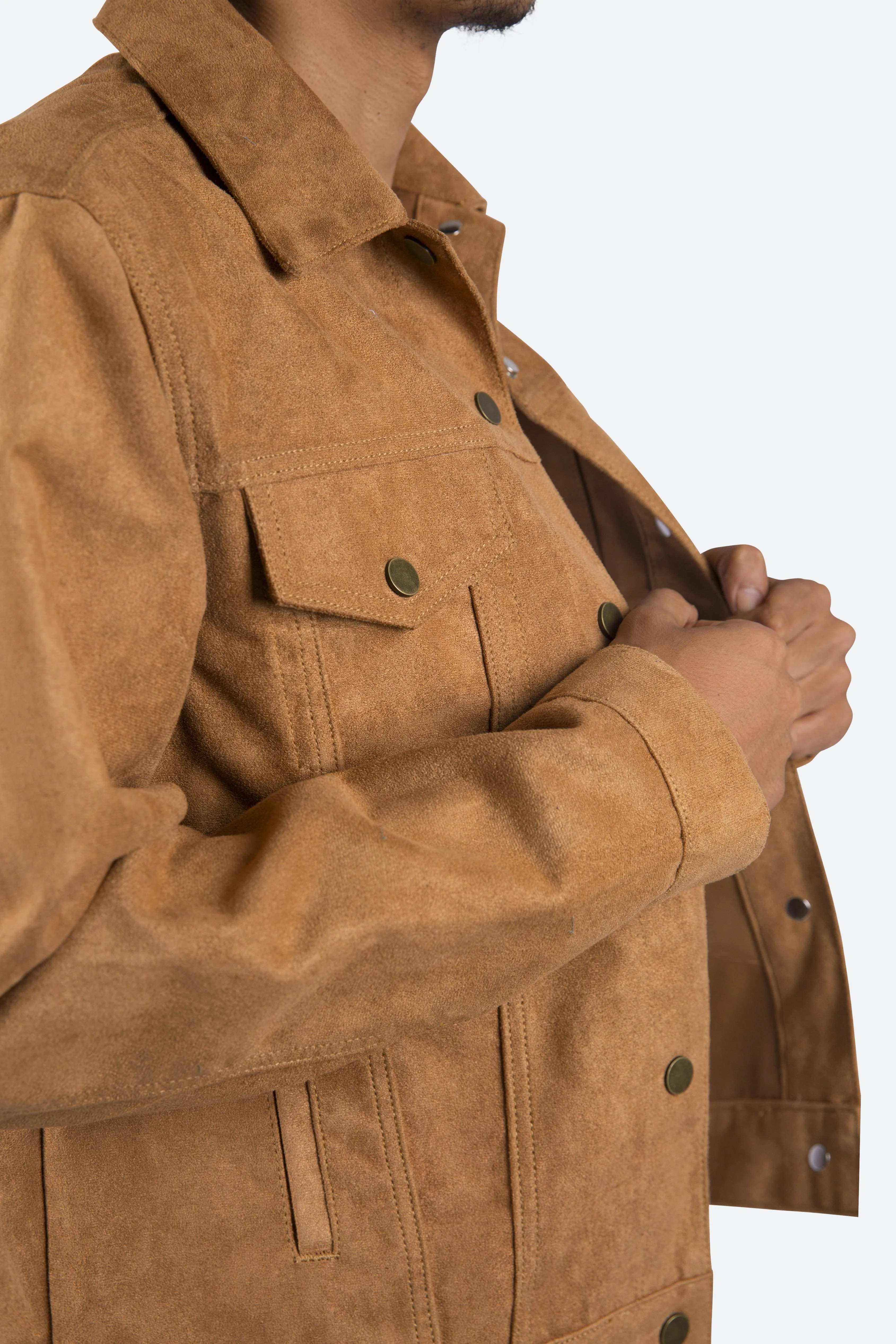 Suede Trucker Jacket - Brown