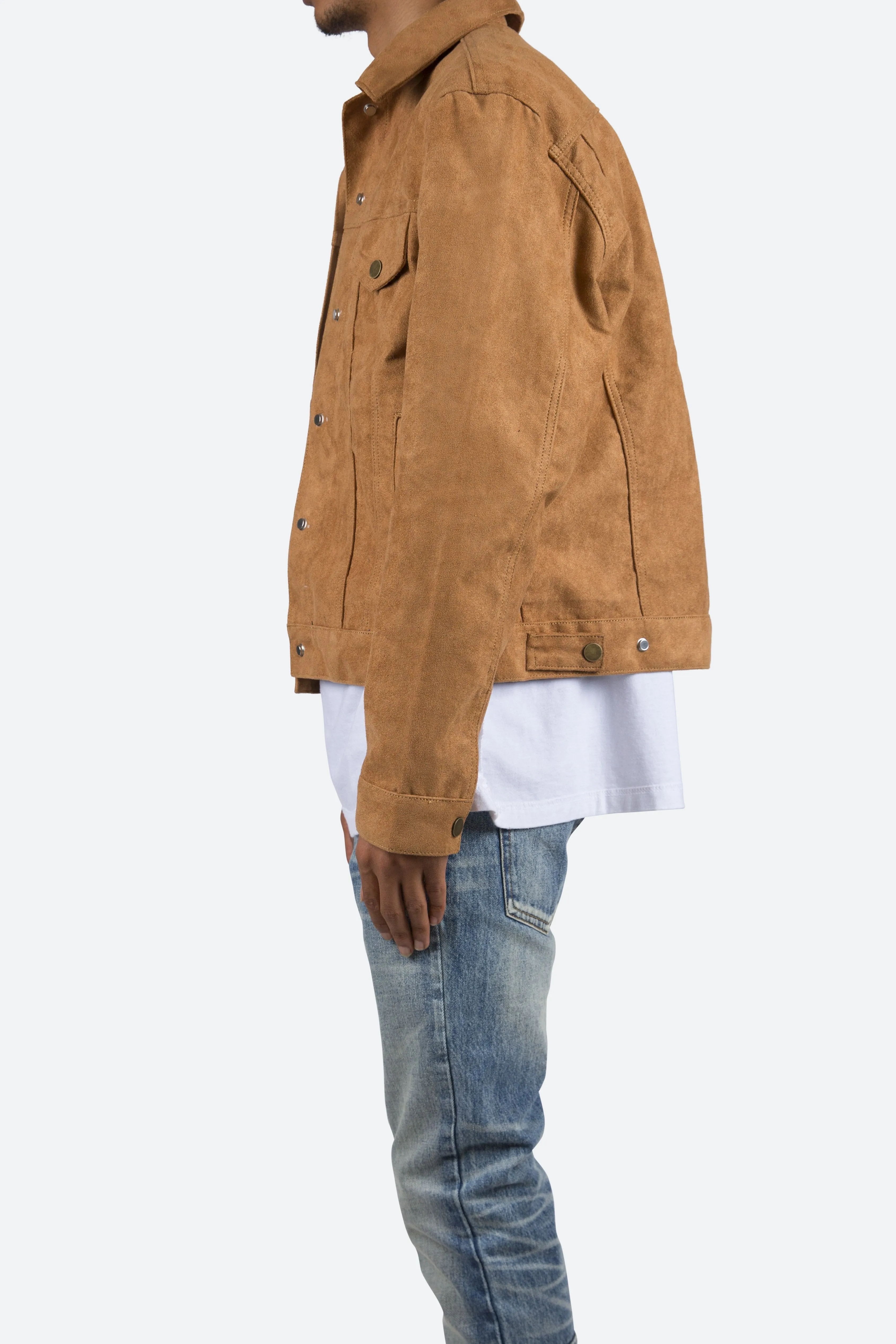 Suede Trucker Jacket - Brown