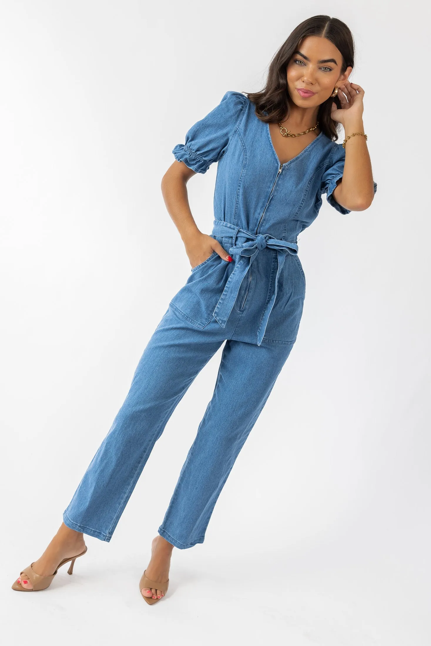 Tully Washed Denim Jumpsuit