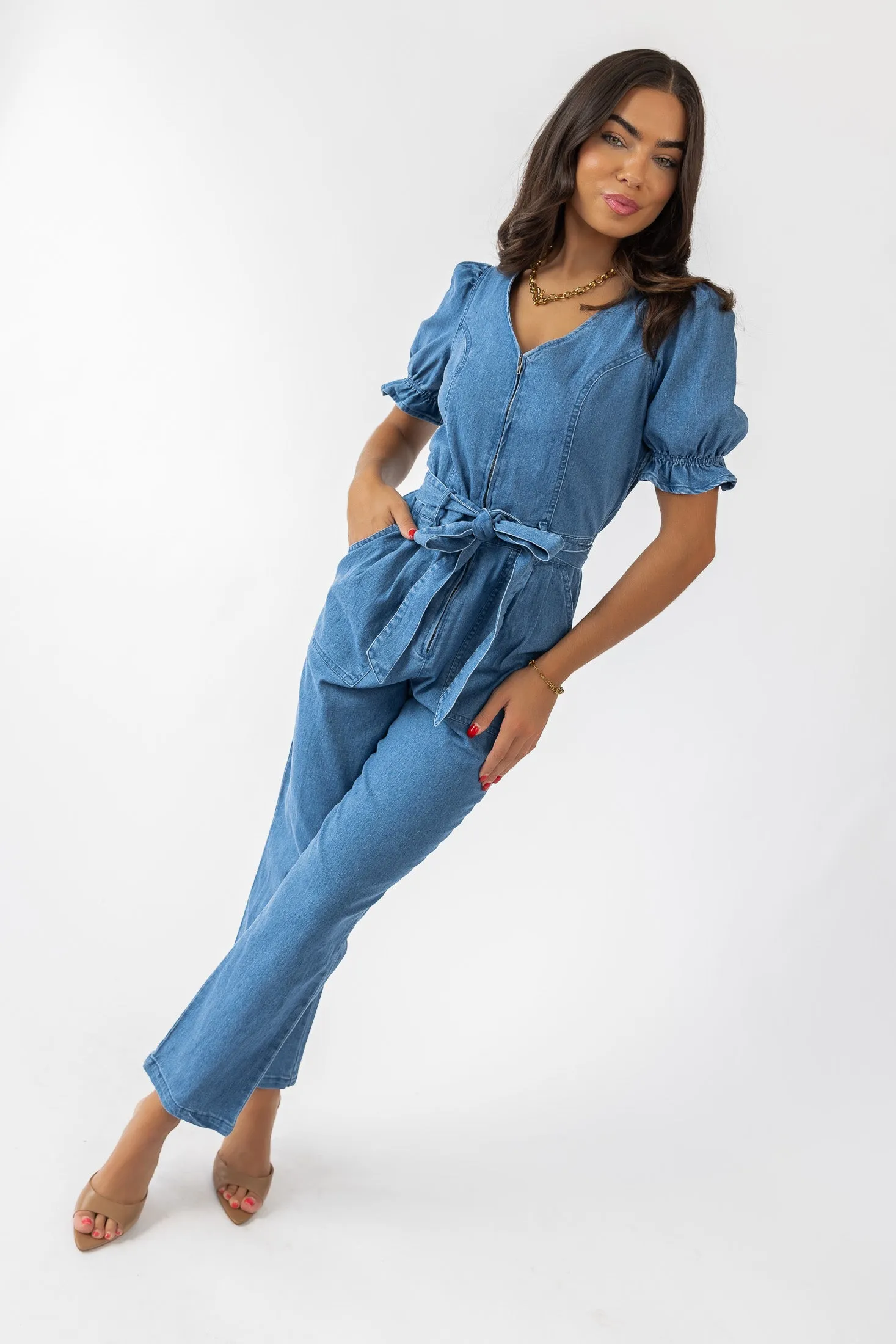 Tully Washed Denim Jumpsuit