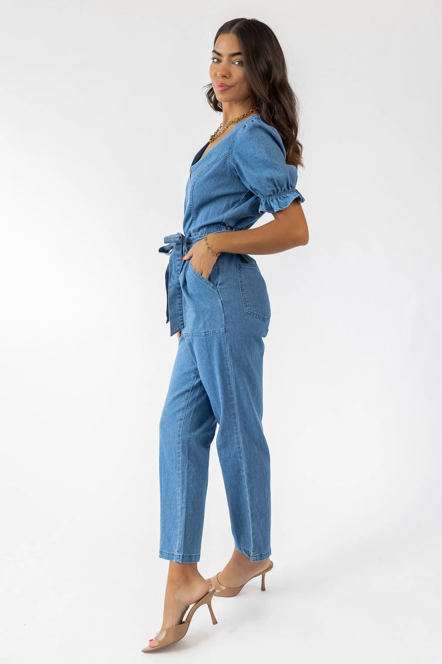 Tully Washed Denim Jumpsuit