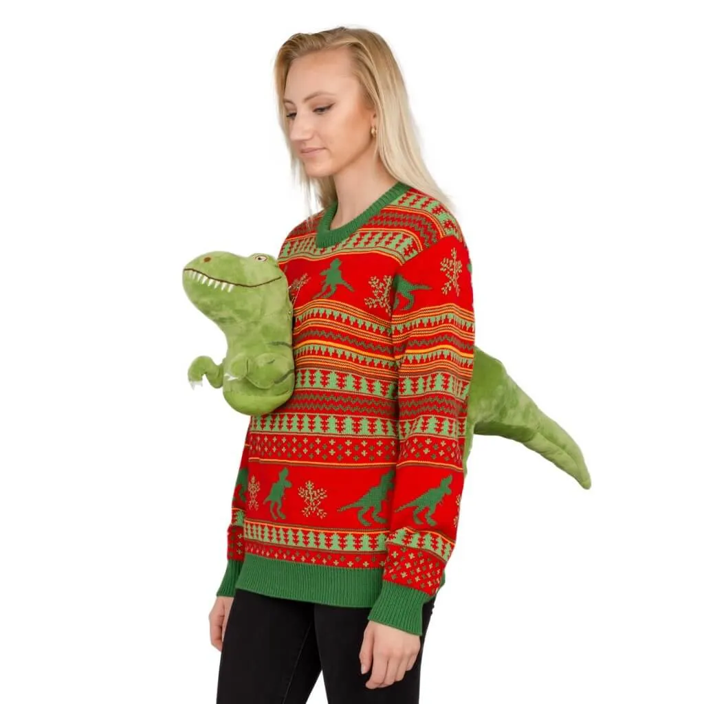 Women's 3D T-Rex Plushie Ugly Christmas Sweater