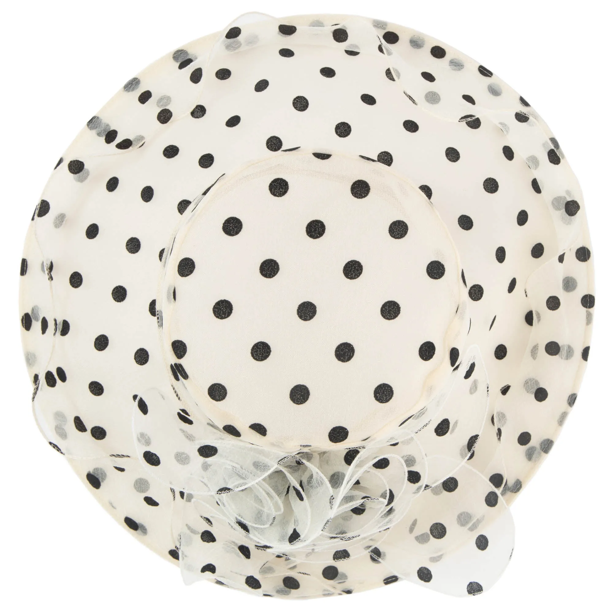 Women's Felt Polka Dot Organza Mesh Dress Hat